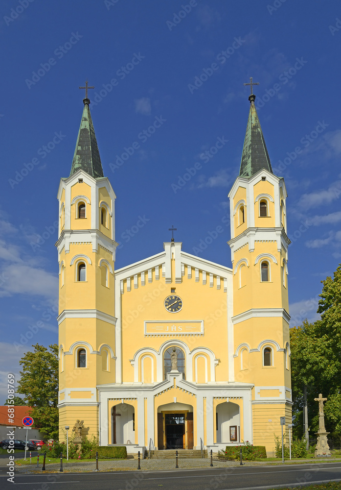 Kunin, Church of the Exaltation of the Holy Cross - empire church built in 1810-1811, Moravia, Czech Republic