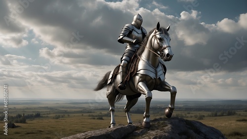 hardly armored knight on a horse photo