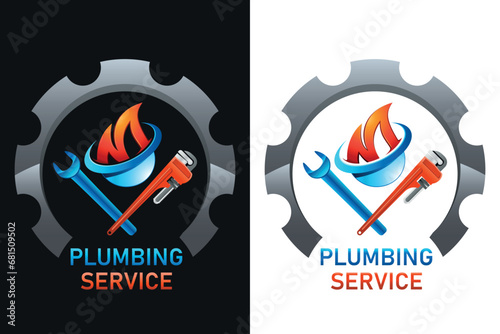 Heizungsinstallateur, Anlagenmechaniker, Heizung, Reparatur - Logo, Icon