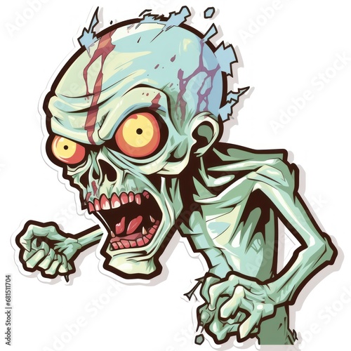 Zombie cartoon character. Zombie Sticker. Sticker. Logotype.