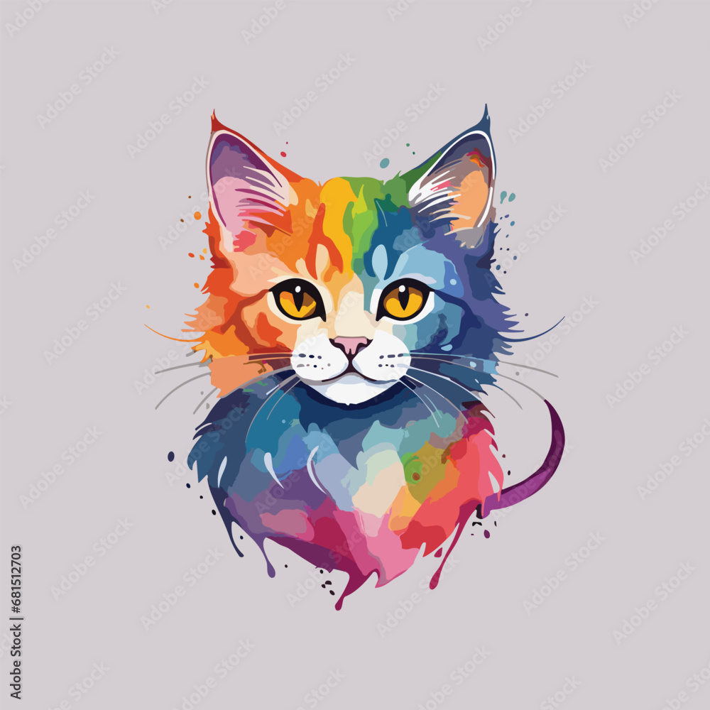 Cat cartoon style stickers