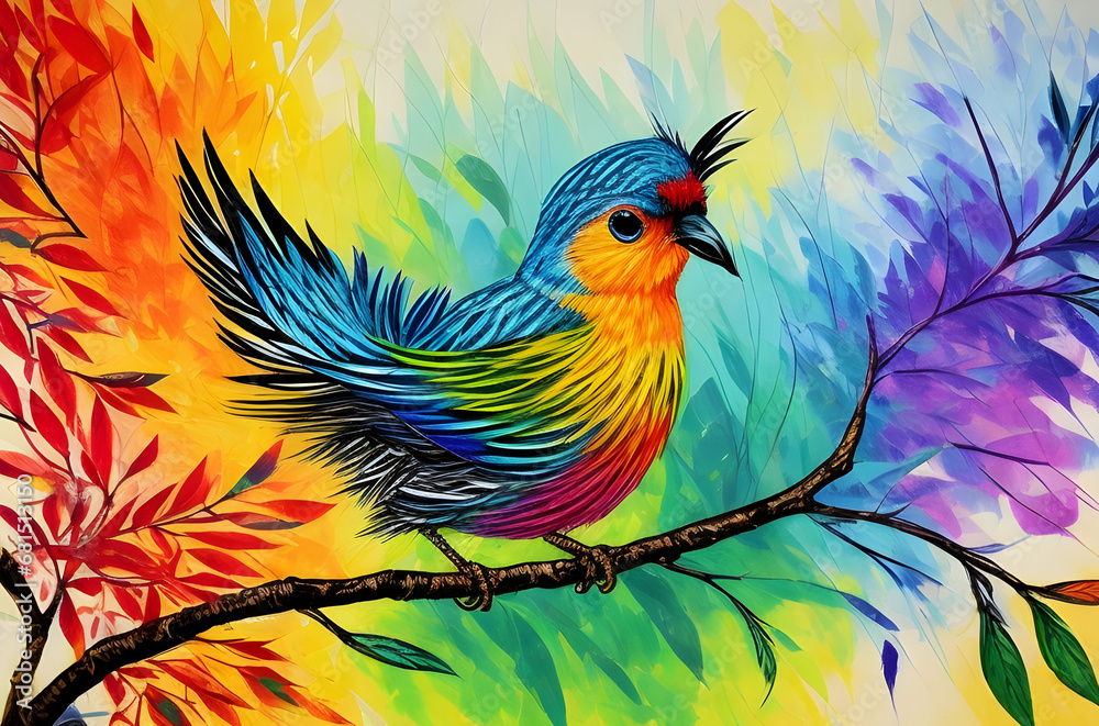 Obraz premium Vibrant Angry Bird, Colorful Painting for Wall Decor