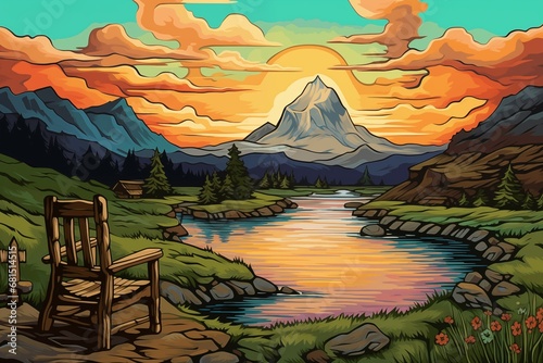 Landscape with lake and mountain in the background 2.