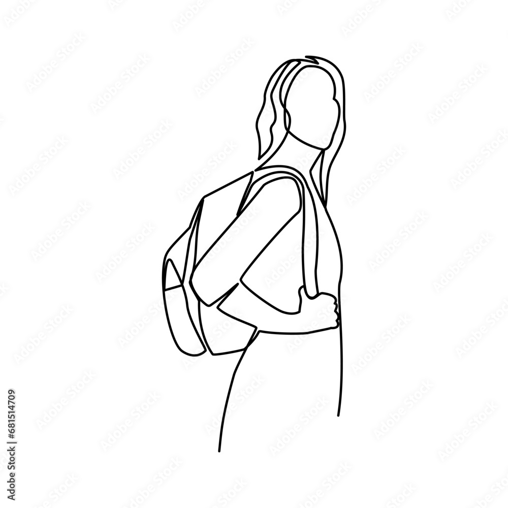 Student illustration drawn in line art style Student illustration drawn in line art style