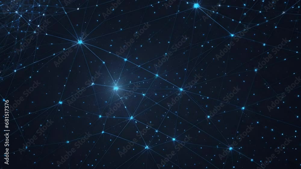 Starry night sky connected by lines to illustrate a constellation pattern abstract background with glowing nodes