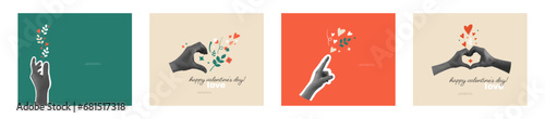 Happy Valentine's Day card set. Modern design.