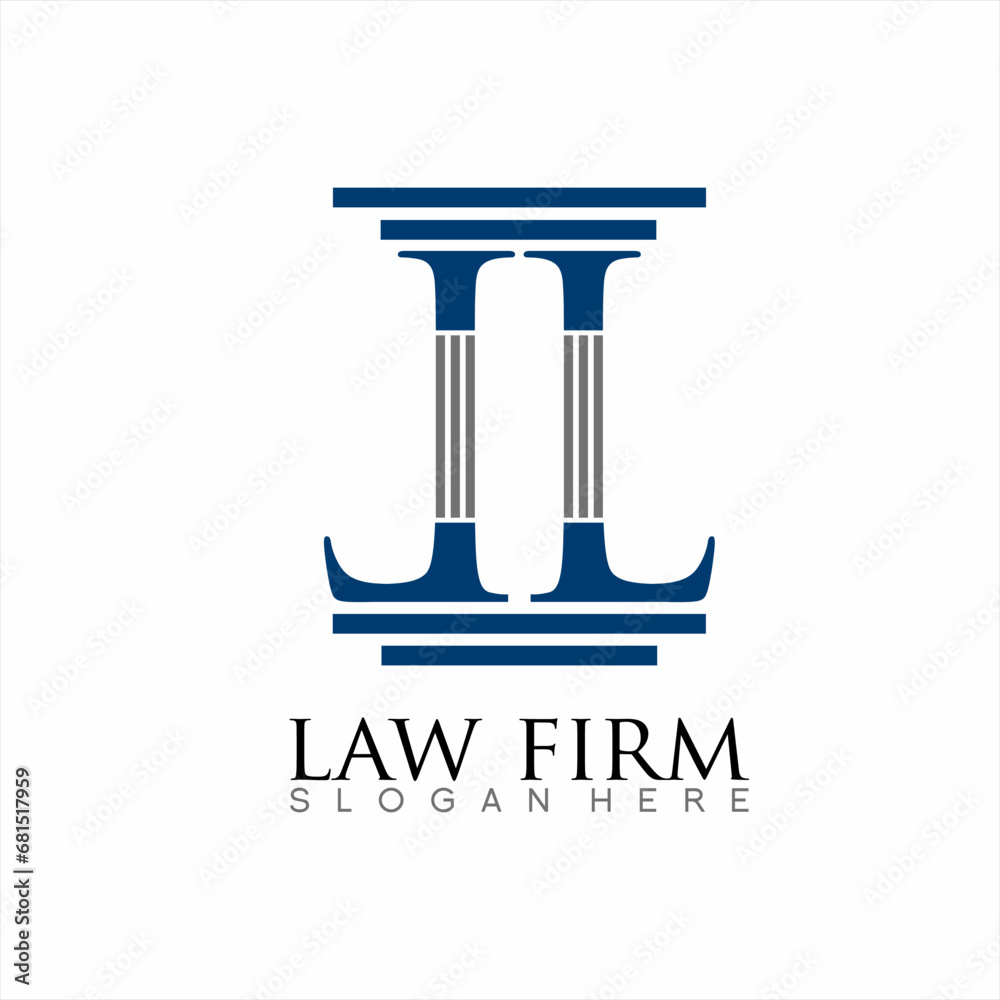 Law firm logo design with pillar concept with letter LL.
