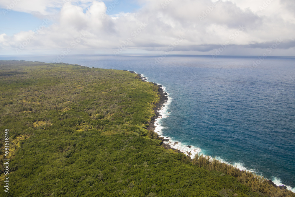 Aerial coastal view of the Island of Hawai'i 