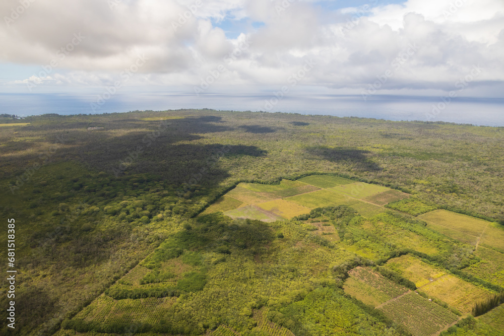 Fototapeta premium Aerial view of farmland on the Island of Hawai'i 