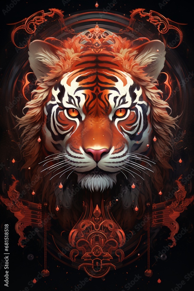 vector illustration graphic of tribal face tiger red eyes vector illustration graphic of tribal face tiger red eyes