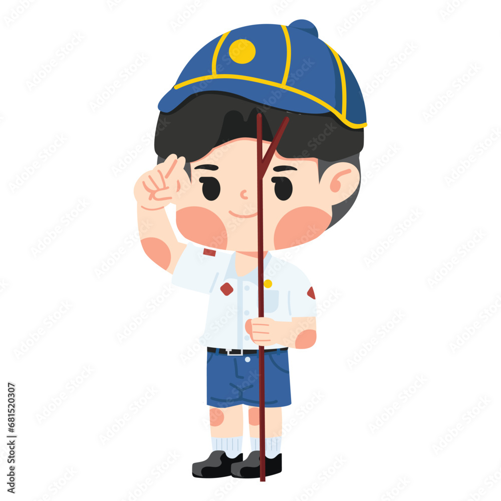 Kid boy scout thai uniform cartoon Kid boy scout thai uniform cartoon