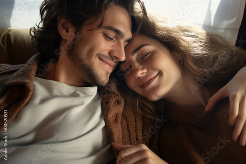 Generative AI image of happy beautiful couple enjoying time together © Tetiana