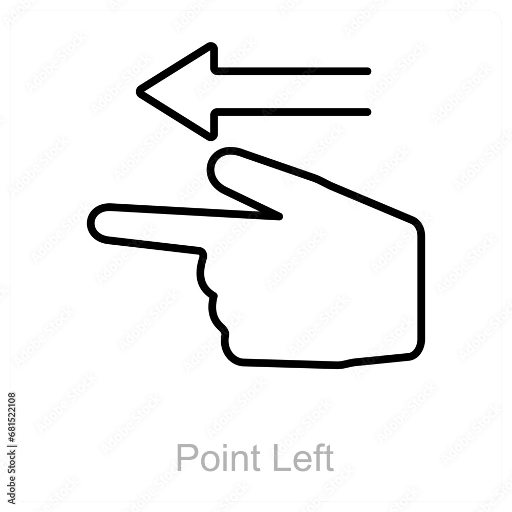 Point Left and way icon concept