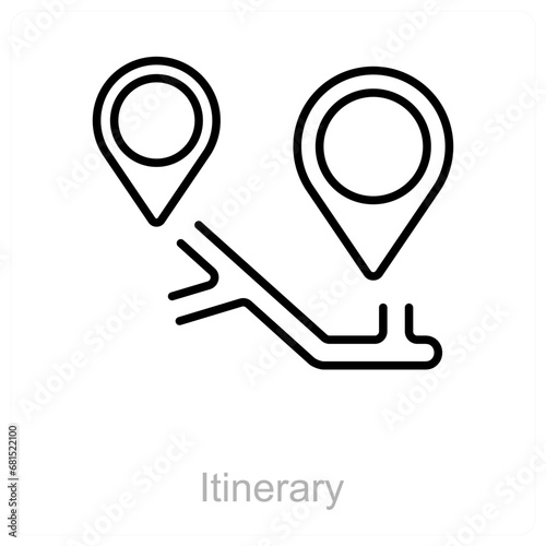 Itinerary and way icon concept