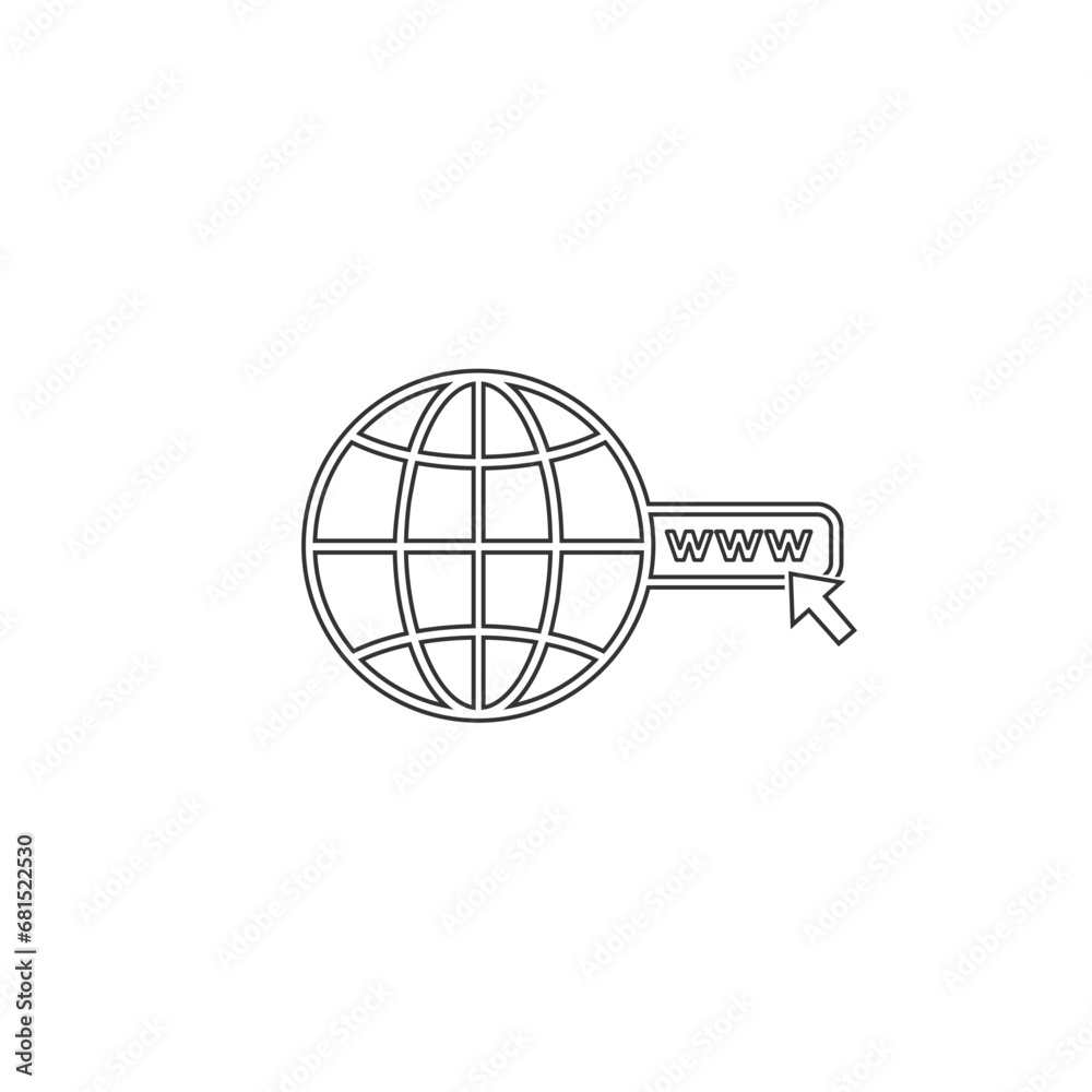 Web line icon globe with arrow in modern flat style. Vector sign
