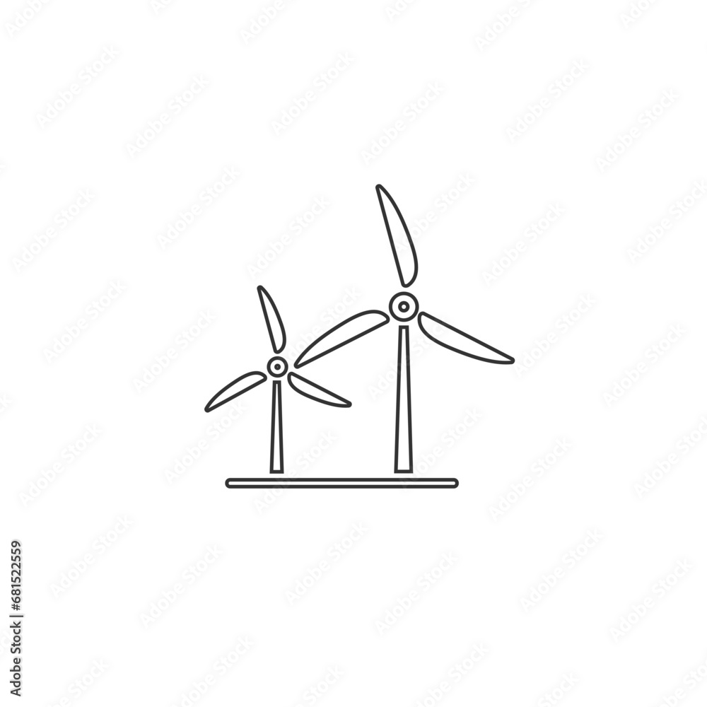 Wind turbine icon. Flat design style. Windmill silhouette. Vector illustration Wind turbine icon. Flat design style. Windmill silhouette. Vector illustration