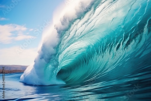 Blue Ocean Wave Breaking On Reef Highquality Photo