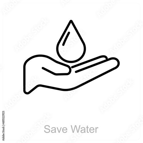 Save Water and water preservation icon concept