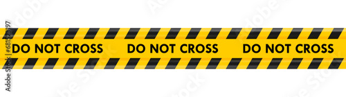 Do not cross tapes design. Black and yellow danger and police line striped. Vector illustration