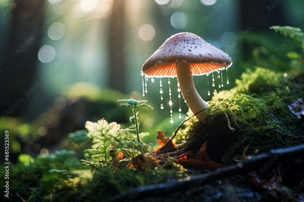 Fototapeta premium Group of magical growing mashroom