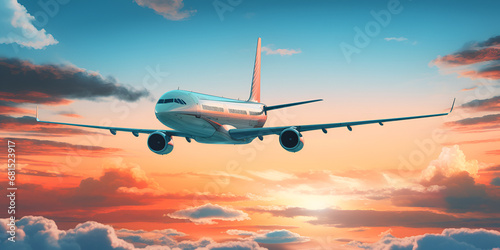 airplane in the sky, High Capacity 3d Illustration Of A Long Range Passenger Aircraft For Transatlantic Travel Background.AI Generative 