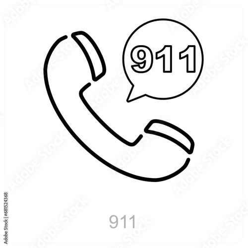 911 and emergency icon concept