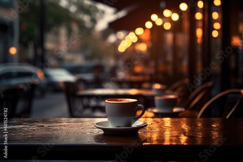 Coffee Shop Photograph With Magical Bokeh Effect  Ideal For Decor Photorealism