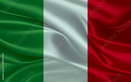3d waving realistic silk national flag of Italy. Happy national day Italy flag background. close up
