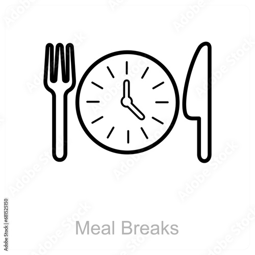 Meal Breaks and food icon concept