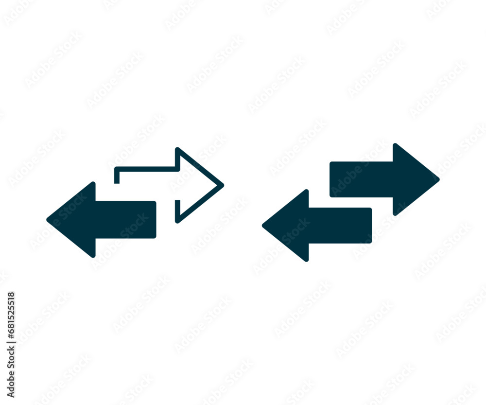 Left right arrows vector icon. Transfer arrows icon. 2 side arrow icon - obrazy, fototapety, plakaty 