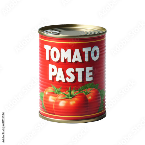 Tomato paste tin can product isolated on white transparent background, png