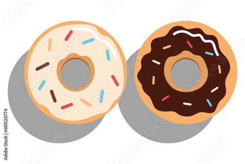 delicious doughnut donut with pink chocolate sprinkle topping design concept flat vector