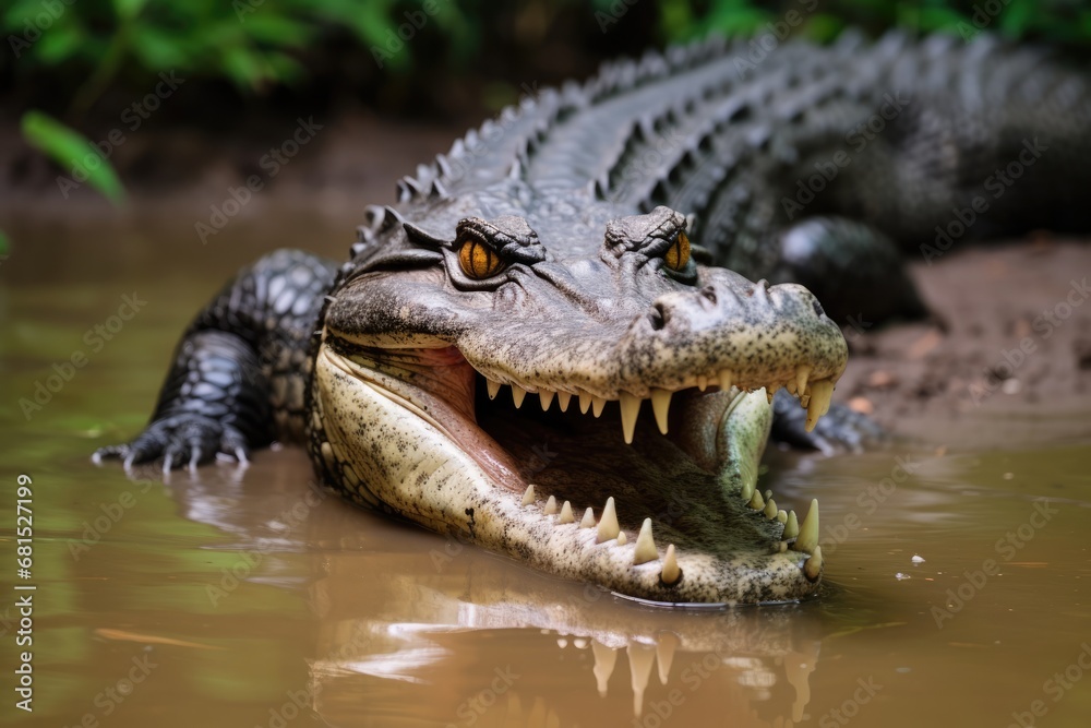 Fototapeta premium Crocodile Showing Its Open Mouth Photorealism