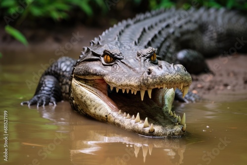 Crocodile Showing Its Open Mouth Photorealism © Anastasiia