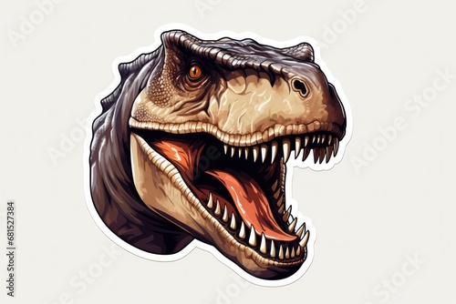 Dinosaur Vector Logo Icon And Head Sticker Photorealism. Сoncept Animal Print Fashion, Food Photography, Landscape Photography, Abstract Art, Watercolor Paintings © Anastasiia