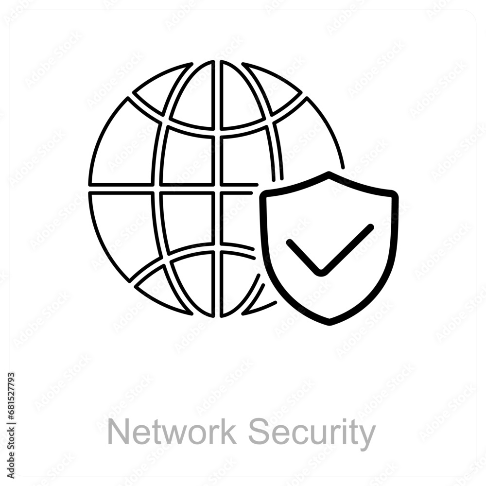 Network Security and globe icon concept Network Security and globe icon concept