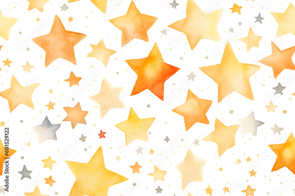Golden stars watercolor hand drawn seamless pattern Golden stars watercolor hand drawn seamless pattern