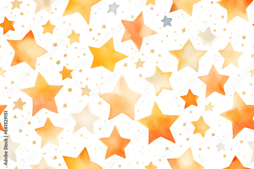 Golden stars watercolor hand drawn seamless pattern Golden stars watercolor hand drawn seamless pattern