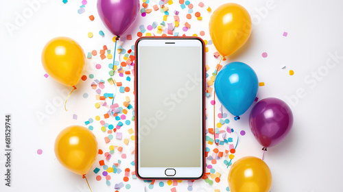 mobile phone with balloons 