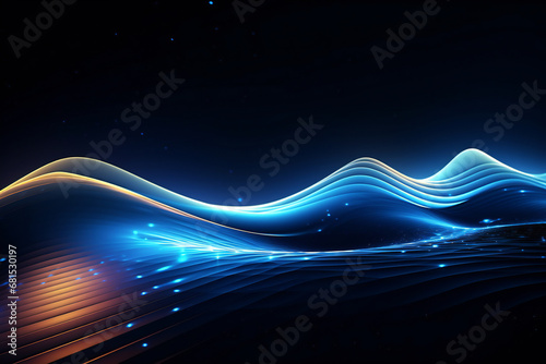 Digital space background material with beautiful blue light, Generative AI