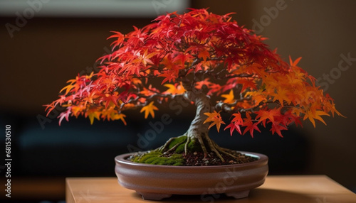 Japanese maple in flower pot brings beauty to home interior generated by AI