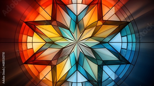 Colorful Geometric Stained Glass Design