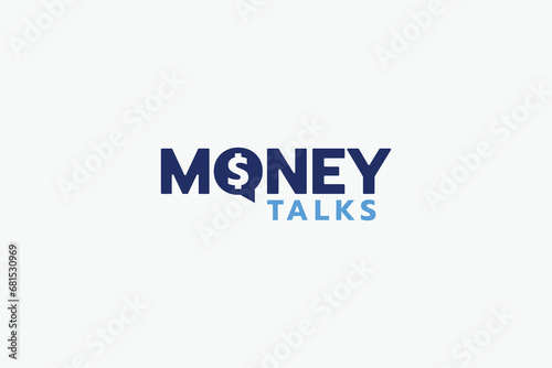 money talks logo with a combination of a coin and chat as the letter O