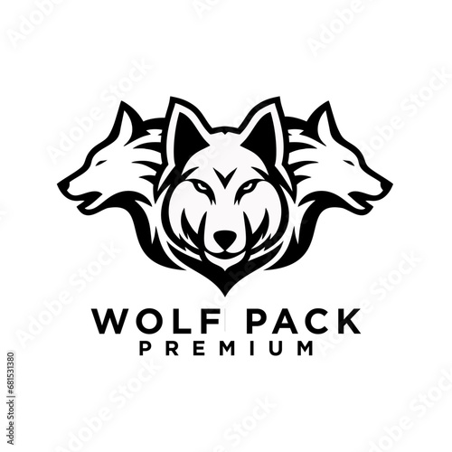 wolf pack logo icon design illustration