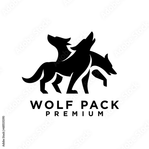 wolf pack logo icon design illustration