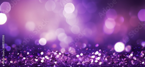 Abstract creative template. Violet lavender purple  glitter glam shiny abstract bokeh background vibrant colours de-focused wallpaper banner. 3D rendering. 