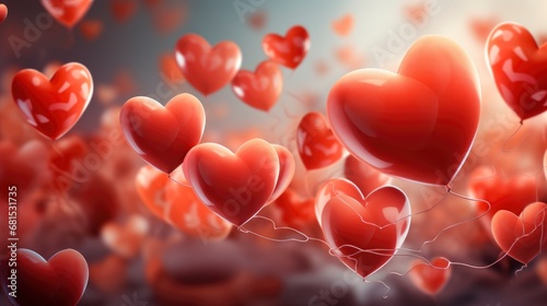 Valentines Hearts Balloons People Flying On,Valentine Day Background, Background For Banner, HD