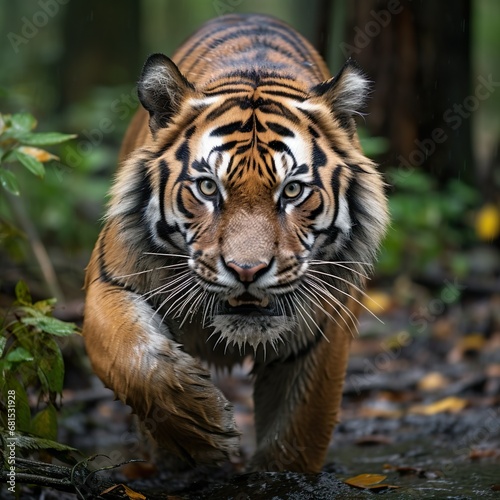 A big tiger walking in the forest