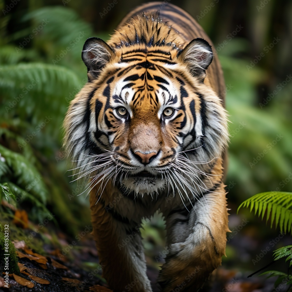 Fototapeta premium A big tiger walking in the forest