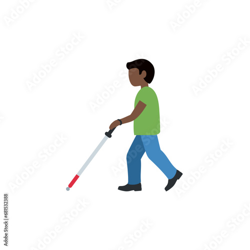 Man with Probing Cane: Dark Skin Tone